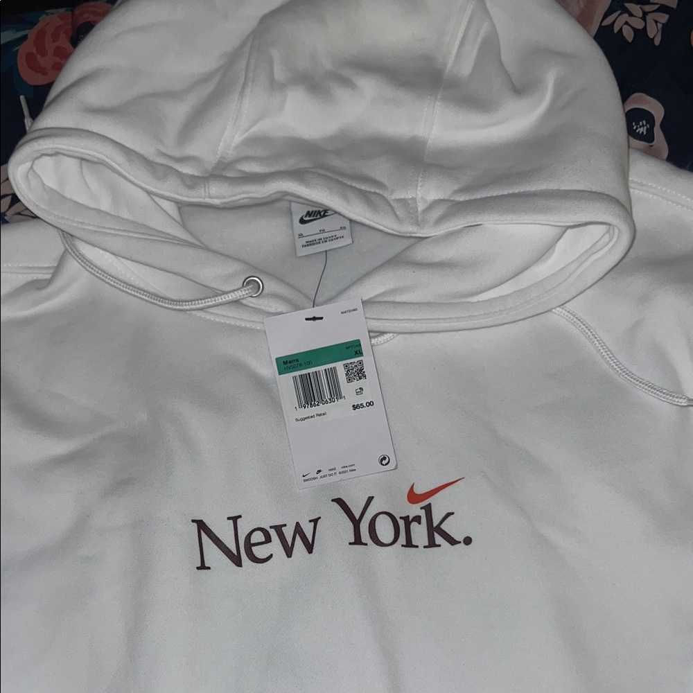 Nike White Hoodie with New York Text